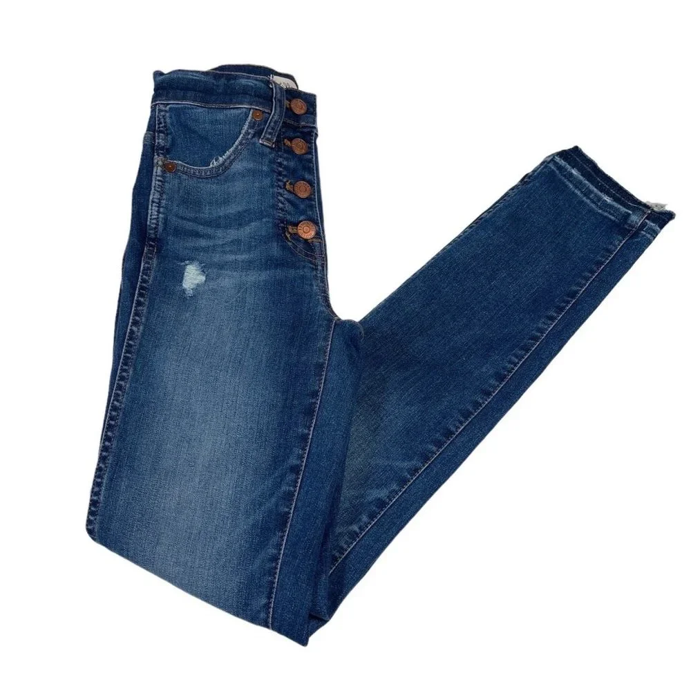 Madewell 10" High-Rise Button Fly Skinny Jeans in Dewitt Wash Size 23 - Picture 3 of 6